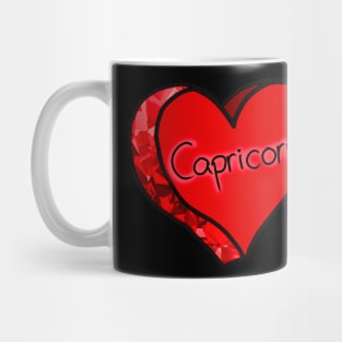 Capricorn Red Ruby Star Sign Love Heart Mug